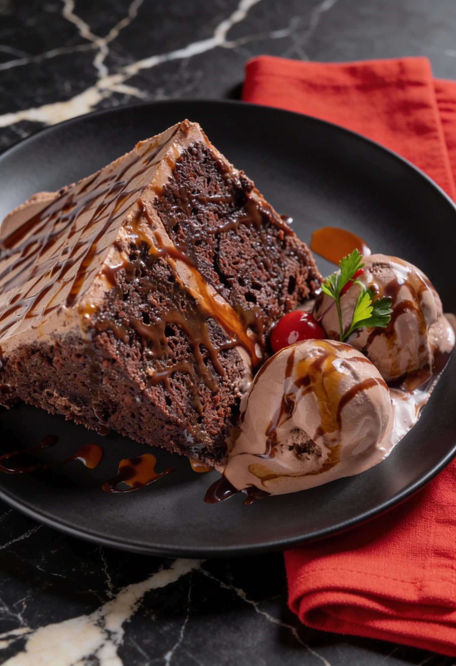 Chocolate Fudge Cake with Ice Cream